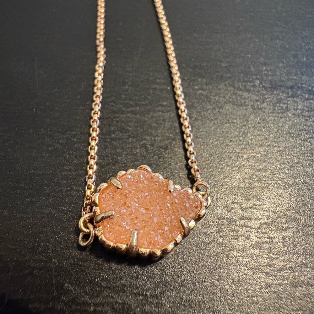 Kendra Scott Rose Gold Drusy Necklace - Picture 2 of 8